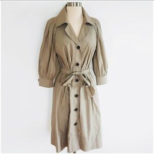 Worth New York Tan cream dress tie waist buttons‎ trench dress